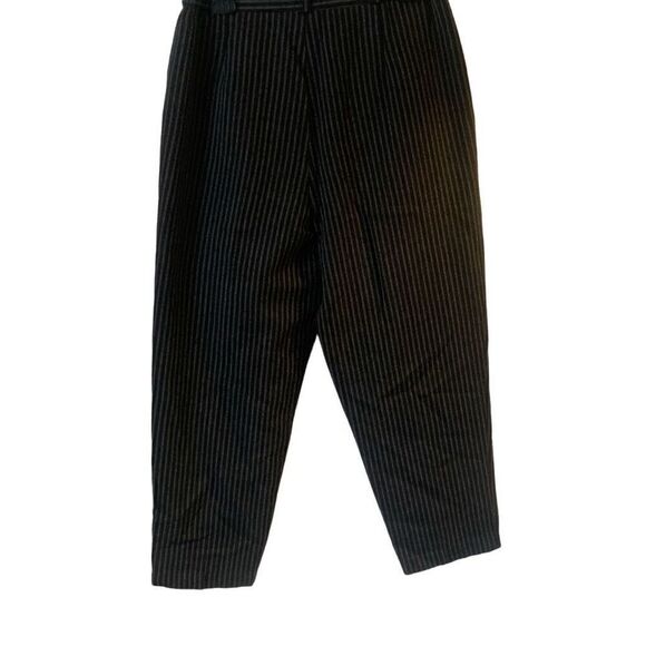 Pre Owned Women’s Just For Petites Pants Casual Sz 12 Black Gray Stripe Classic - Picture 1 of 11